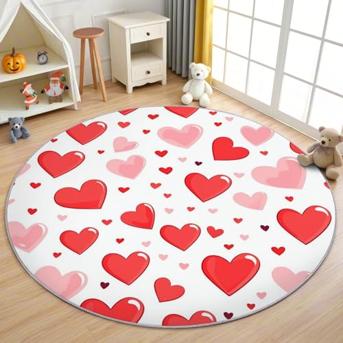 AevuCub Herzen Teppich Rund 100cm Kurzflor - Waschbare Teppiche Wohnzimmer Rot Herz Mädchen - Runder Teppich 200 cm Durchmesser Kinderzimmer - Bettvorleger Schlafzimmer rutschfest Weich AevuCub Herzen Teppich Rund 100cm Kurzflor - Waschbare Teppiche Wohnzimmer Rot Herz Mädchen - Runder Teppich 200 cm Durchmesser Kinderzimmer - Bettvorleger Schlafzimmer rutschfest Weich von AevuCub