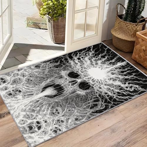 AevuCub Horror Skull Deko, Halloween Schädel Teppich 100x150 Kurzflor, Teppich Wohnzimmer Gothic Totenköpf, Weich rutschfest Waschbare Teppiche, Bettvorleger Schlafzimmer Kinderzimmer AevuCub Horror Skull Deko, Halloween Schädel Teppich 100x150 Kurzflor, Teppich Wohnzimmer Gothic Totenköpf, Weich rutschfest Waschbare Teppiche, Bettvorleger Schlafzimmer Kinderzimmer von AevuCub