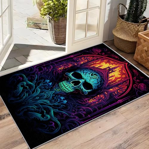 AevuCub Horror Skull Deko, Skelett Teppich 80x150 Kurzflor, Kleiner Teppich Wohnzimmer Hexerei, Weich rutschfest Waschbare Teppiche, Bettvorleger Schlafzimmer Kinderzimmer AevuCub Horror Skull Deko, Skelett Teppich 80x150 Kurzflor, Kleiner Teppich Wohnzimmer Hexerei, Weich rutschfest Waschbare Teppiche, Bettvorleger Schlafzimmer Kinderzimmer von AevuCub