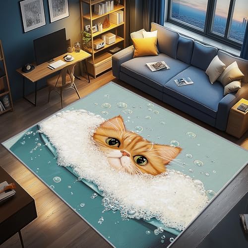 AevuCub Katze Deko, Katzenmotiv Teppich 80x150 Kurzflor, Kleiner Teppich Wohnzimmer Süße Tiere, Weich rutschfest Waschbare Teppiche, Bettvorleger Schlafzimmer Kinderzimmer AevuCub Katze Deko, Katzenmotiv Teppich 80x150 Kurzflor, Kleiner Teppich Wohnzimmer Süße Tiere, Weich rutschfest Waschbare Teppiche, Bettvorleger Schlafzimmer Kinderzimmer von AevuCub