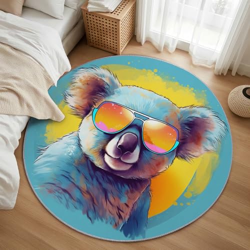 AevuCub Koala Teppich Rund 120cm Kurzflor - Waschbare Teppiche Wohnzimmer Tiere Kinder - Runder Teppich 120 Durchmesser Kinderzimmer - Bettvorleger Schlafzimmer rutschfest Weich AevuCub Koala Teppich Rund 120cm Kurzflor - Waschbare Teppiche Wohnzimmer Tiere Kinder - Runder Teppich 120 Durchmesser Kinderzimmer - Bettvorleger Schlafzimmer rutschfest Weich von AevuCub