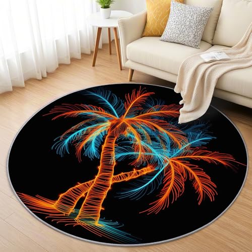 AevuCub Kokosnuss Bäum Teppich Rund 200cm Kurzflor - Waschbare Teppiche Wohnzimmer Neon Tropen Bäume - Runder Teppich 200 cm Durchmesser Kinderzimmer - Bettvorleger Schlafzimmer rutschfest Weich AevuCub Kokosnuss Bäum Teppich Rund 200cm Kurzflor - Waschbare Teppiche Wohnzimmer Neon Tropen Bäume - Runder Teppich 200 cm Durchmesser Kinderzimmer - Bettvorleger Schlafzimmer rutschfest Weich von AevuCub