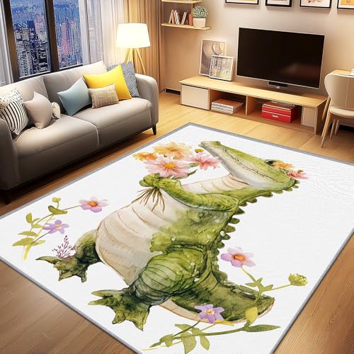 AevuCub Krokodil Deko, Cartoon Alligator Teppich 160x230 Kurzflor, Großer Teppich Wohnzimmer Kinder Wildtier, Weich rutschfest Waschbare Teppiche, Bettvorleger Schlafzimmer Kinderzimmer AevuCub Krokodil Deko, Cartoon Alligator Teppich 160x230 Kurzflor, Großer Teppich Wohnzimmer Kinder Wildtier, Weich rutschfest Waschbare Teppiche, Bettvorleger Schlafzimmer Kinderzimmer von AevuCub
