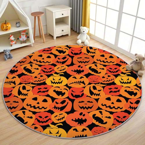 AevuCub Kürbis Teppich Rund 160 Kurzflor - Waschbare Teppiche Wohnzimmer Halloween - Runder Teppich 160 Durchmesser Kinderzimmer - Bettvorleger Schlafzimmer rutschfest Weich AevuCub Kürbis Teppich Rund 160 Kurzflor - Waschbare Teppiche Wohnzimmer Halloween - Runder Teppich 160 Durchmesser Kinderzimmer - Bettvorleger Schlafzimmer rutschfest Weich von AevuCub