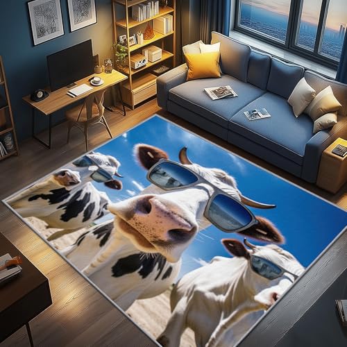 AevuCub Kuh Deko, Lustige Teppich 50x80 Kurzflor, Kleiner Teppich Wohnzimmer Bauernhoftiere, Weich rutschfest Waschbare Teppiche, Bettvorleger Schlafzimmer Kinderzimmer AevuCub Kuh Deko, Lustige Teppich 50x80 Kurzflor, Kleiner Teppich Wohnzimmer Bauernhoftiere, Weich rutschfest Waschbare Teppiche, Bettvorleger Schlafzimmer Kinderzimmer von AevuCub