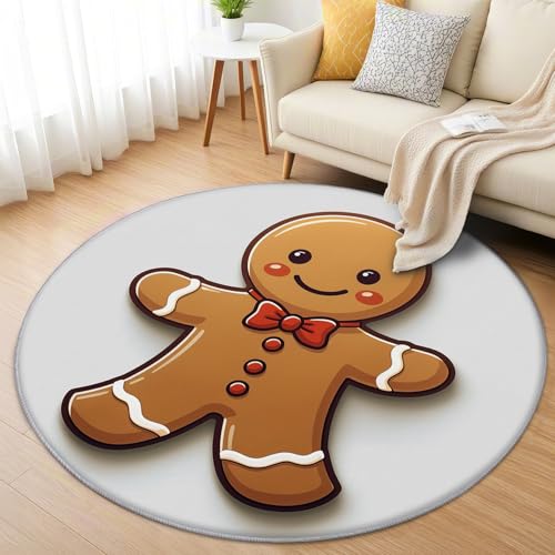 AevuCub Lebkuchenmann Teppich Rund 200cm Kurzflor - Waschbare Teppiche Wohnzimmer Weihnachtsmotiv Kinder - Runder Teppich 200 cm Durchmesser - Bettvorleger Schlafzimmer rutschfest Weich AevuCub Lebkuchenmann Teppich Rund 200cm Kurzflor - Waschbare Teppiche Wohnzimmer Weihnachtsmotiv Kinder - Runder Teppich 200 cm Durchmesser - Bettvorleger Schlafzimmer rutschfest Weich von AevuCub