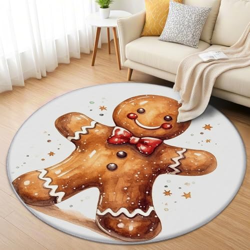 AevuCub Lebkuchenmann Teppich Rund 60 cm Kurzflor - Waschbare Teppiche Wohnzimmer Weihnachten Kinder - Runder Teppich 60 cm Durchmesser Kinderzimmer - Bettvorleger Schlafzimmer rutschfest Weich AevuCub Lebkuchenmann Teppich Rund 60 cm Kurzflor - Waschbare Teppiche Wohnzimmer Weihnachten Kinder - Runder Teppich 60 cm Durchmesser Kinderzimmer - Bettvorleger Schlafzimmer rutschfest Weich von AevuCub