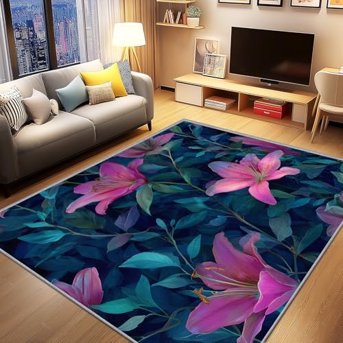 AevuCub Lilie Deko, Lilien Blumen Teppich 80x150 Kurzflor, Kleiner Teppich Wohnzimmer Botanisch, Weich rutschfest Waschbare Teppiche, Bettvorleger Schlafzimmer Kinderzimmer AevuCub Lilie Deko, Lilien Blumen Teppich 80x150 Kurzflor, Kleiner Teppich Wohnzimmer Botanisch, Weich rutschfest Waschbare Teppiche, Bettvorleger Schlafzimmer Kinderzimmer von AevuCub