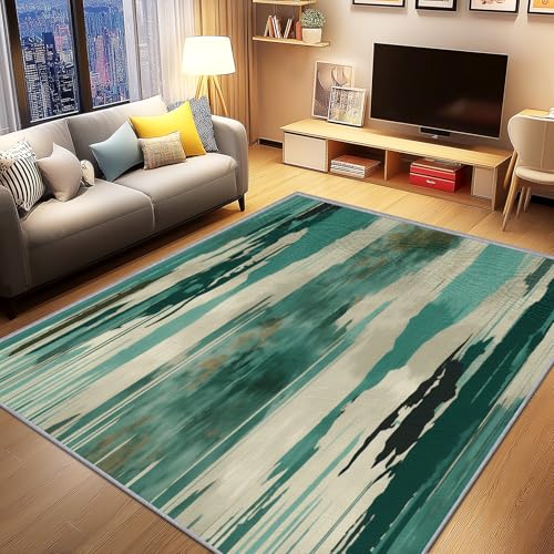 AevuCub Modern Deko, Distressed Abstrakte Muster Teppich 160x230 Kurzflor, Großer Teppich Wohnzimmer Grün, Weich rutschfest Waschbare Teppiche, Bettvorleger Schlafzimmer Kinderzimmer AevuCub Modern Deko, Distressed Abstrakte Muster Teppich 160x230 Kurzflor, Großer Teppich Wohnzimmer Grün, Weich rutschfest Waschbare Teppiche, Bettvorleger Schlafzimmer Kinderzimmer von AevuCub