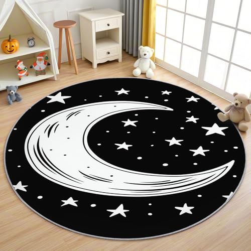 AevuCub Mond Kinder Teppich Rund 120cm Kurzflor - Waschbare Teppiche Wohnzimmer Cartoon Sterne - Runder Teppich 200 cm Durchmesser Kinderzimmer - Bettvorleger Schlafzimmer rutschfest Weich AevuCub Mond Kinder Teppich Rund 120cm Kurzflor - Waschbare Teppiche Wohnzimmer Cartoon Sterne - Runder Teppich 200 cm Durchmesser Kinderzimmer - Bettvorleger Schlafzimmer rutschfest Weich von AevuCub