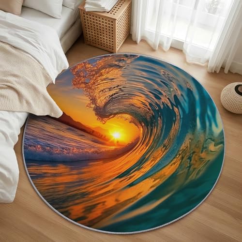 AevuCub Ocean Sea Teppich Rund 100cm Kurzflor - Waschbare Teppiche Wohnzimmer Sonnenuntergang - Runder Teppich 100cm Durchmesser Kinderzimmer - Bettvorleger Schlafzimmer rutschfest Weich AevuCub Ocean Sea Teppich Rund 100cm Kurzflor - Waschbare Teppiche Wohnzimmer Sonnenuntergang - Runder Teppich 100cm Durchmesser Kinderzimmer - Bettvorleger Schlafzimmer rutschfest Weich von AevuCub