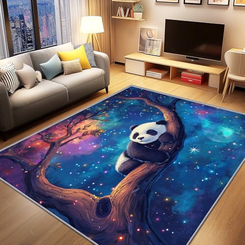 AevuCub Panda Deko, Süße Panda Tiermotiv Teppich 120x160 Kurzflor, Teppich Wohnzimmer Sternenhimmel, Weich rutschfest Waschbare Teppiche, Bettvorleger Schlafzimmer Kinderzimmer AevuCub Panda Deko, Süße Panda Tiermotiv Teppich 120x160 Kurzflor, Teppich Wohnzimmer Sternenhimmel, Weich rutschfest Waschbare Teppiche, Bettvorleger Schlafzimmer Kinderzimmer von AevuCub