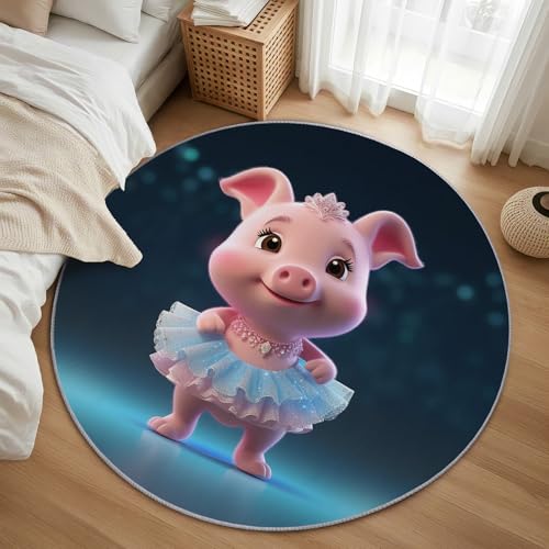 AevuCub Pig Teppich Rund 150cm Kinderzimmer - Waschbare Teppiche Wohnzimmer Cartoon Tiere - Runder Teppich 150 Durchmesser - Bettvorleger Schlafzimmer rutschfest Weich AevuCub Pig Teppich Rund 150cm Kinderzimmer - Waschbare Teppiche Wohnzimmer Cartoon Tiere - Runder Teppich 150 Durchmesser - Bettvorleger Schlafzimmer rutschfest Weich von AevuCub