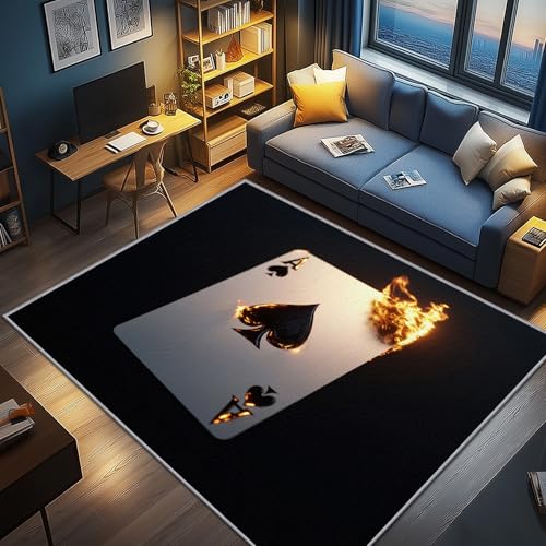 AevuCub Pik-Ass Deko, Pokerkarten Teppich 60x90 Kurzflor, Kleiner Teppich Wohnzimmer Spielkarten, Weich rutschfest Waschbare Teppiche, Bettvorleger Schlafzimmer Kinderzimmer AevuCub Pik-Ass Deko, Pokerkarten Teppich 60x90 Kurzflor, Kleiner Teppich Wohnzimmer Spielkarten, Weich rutschfest Waschbare Teppiche, Bettvorleger Schlafzimmer Kinderzimmer von AevuCub