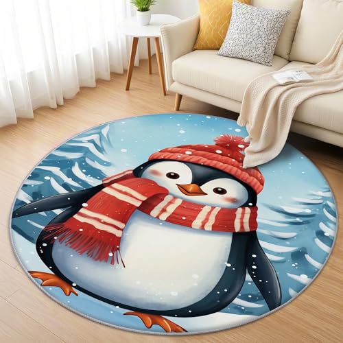 AevuCub Pinguin Teppich Rund 60 cm Kurzflor - Waschbare Teppiche Wohnzimmer Kinder Cartoon Tiere - Runder Teppich 60 cm Durchmesser Kinderzimmer - Bettvorleger Schlafzimmer rutschfest Weich AevuCub Pinguin Teppich Rund 60 cm Kurzflor - Waschbare Teppiche Wohnzimmer Kinder Cartoon Tiere - Runder Teppich 60 cm Durchmesser Kinderzimmer - Bettvorleger Schlafzimmer rutschfest Weich von AevuCub