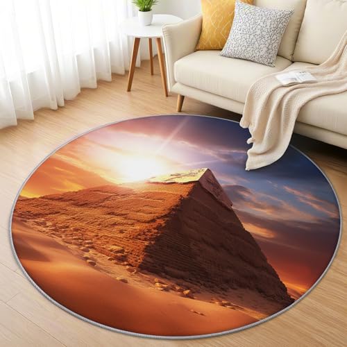 AevuCub Pyramide Teppich Rund 60 cm Kurzflor - Waschbare Teppiche Wohnzimmer Antikes ägypten - Runder Teppich 60 cm Durchmesser Kinderzimmer - Bettvorleger Schlafzimmer rutschfest Weich AevuCub Pyramide Teppich Rund 60 cm Kurzflor - Waschbare Teppiche Wohnzimmer Antikes ägypten - Runder Teppich 60 cm Durchmesser Kinderzimmer - Bettvorleger Schlafzimmer rutschfest Weich von AevuCub