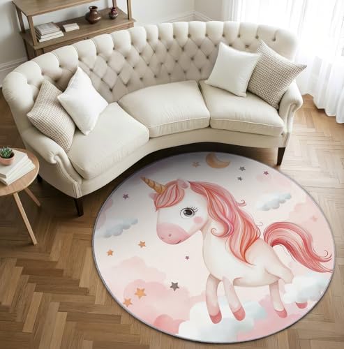 AevuCub Rosa Einhörn Teppich Rund 60 cm Kurzflor - Waschbare Teppiche Wohnzimmer Tiere Mädchen Kinder - Runder Teppich 60 cm Durchmesser Kinderzimmer - Bettvorleger Schlafzimmer rutschfest Weich AevuCub Rosa Einhörn Teppich Rund 60 cm Kurzflor - Waschbare Teppiche Wohnzimmer Tiere Mädchen Kinder - Runder Teppich 60 cm Durchmesser Kinderzimmer - Bettvorleger Schlafzimmer rutschfest Weich von AevuCub