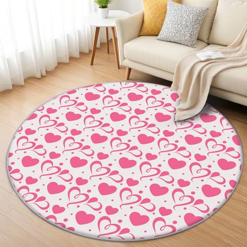 AevuCub Rosa Herzen Teppich Rund 100cm Kurzflor - Waschbare Teppiche Wohnzimmer Mädchen - Runder Teppich 100cm Durchmesser Kinderzimmer - Bettvorleger Schlafzimmer rutschfest Weich AevuCub Rosa Herzen Teppich Rund 100cm Kurzflor - Waschbare Teppiche Wohnzimmer Mädchen - Runder Teppich 100cm Durchmesser Kinderzimmer - Bettvorleger Schlafzimmer rutschfest Weich von AevuCub