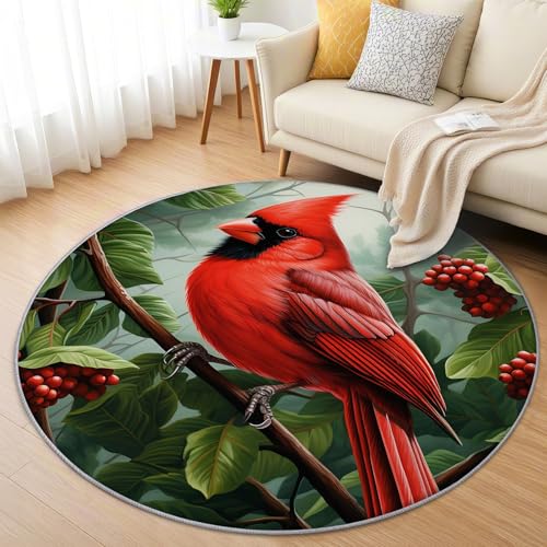 AevuCub Roter Kardinal Teppich Rund 60 cm Kurzflor - Waschbare Teppiche Wohnzimmer Vogelmotiv - Runder Teppich 60 cm Durchmesser Kinderzimmer - Bettvorleger Schlafzimmer rutschfest Weich AevuCub Roter Kardinal Teppich Rund 60 cm Kurzflor - Waschbare Teppiche Wohnzimmer Vogelmotiv - Runder Teppich 60 cm Durchmesser Kinderzimmer - Bettvorleger Schlafzimmer rutschfest Weich von AevuCub