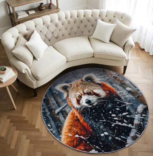 AevuCub Roter Panda Teppich Rund 120cm Kurzflor - Waschbare Teppiche Wohnzimmer Süßes Tier Kinder - Runder Teppich 120 Durchmesser Kinderzimmer - Bettvorleger Schlafzimmer rutschfest Weich AevuCub Roter Panda Teppich Rund 120cm Kurzflor - Waschbare Teppiche Wohnzimmer Süßes Tier Kinder - Runder Teppich 120 Durchmesser Kinderzimmer - Bettvorleger Schlafzimmer rutschfest Weich von AevuCub