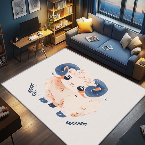 AevuCub Schaf Deko, Kinder Cartoon Schafe Teppich 120x160 Kurzflor, Teppich Wohnzimmer Süße Tiere, Weich rutschfest Waschbare Teppiche, Bettvorleger Schlafzimmer Kinderzimmer AevuCub Schaf Deko, Kinder Cartoon Schafe Teppich 120x160 Kurzflor, Teppich Wohnzimmer Süße Tiere, Weich rutschfest Waschbare Teppiche, Bettvorleger Schlafzimmer Kinderzimmer von AevuCub