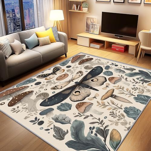 AevuCub Schmetterling Deko, Pilz Teppich 200x300 Kurzflor, Großer Teppich Wohnzimmer Natürlich Botanisch, Weich rutschfest Waschbare Teppiche, Bettvorleger Schlafzimmer Kinderzimmer AevuCub Schmetterling Deko, Pilz Teppich 200x300 Kurzflor, Großer Teppich Wohnzimmer Natürlich Botanisch, Weich rutschfest Waschbare Teppiche, Bettvorleger Schlafzimmer Kinderzimmer von AevuCub