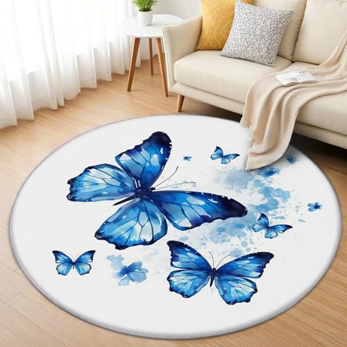 AevuCub Schmetterling Teppich Rund 90 cm Kurzflor - Waschbare Teppiche Wohnzimmer Mädchen - Runder Teppich 90 Durchmesser Kinderzimmer - Bettvorleger Schlafzimmer rutschfest Weich AevuCub Schmetterling Teppich Rund 90 cm Kurzflor - Waschbare Teppiche Wohnzimmer Mädchen - Runder Teppich 90 Durchmesser Kinderzimmer - Bettvorleger Schlafzimmer rutschfest Weich von AevuCub