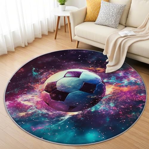 AevuCub Soccer Teppich Rund 200cm Kurzflor - Waschbare Teppiche Wohnzimmer Teenager Sport Thema - Runder Teppich 200 cm Durchmesser Kinderzimmer - Bettvorleger Schlafzimmer rutschfest Weich AevuCub Soccer Teppich Rund 200cm Kurzflor - Waschbare Teppiche Wohnzimmer Teenager Sport Thema - Runder Teppich 200 cm Durchmesser Kinderzimmer - Bettvorleger Schlafzimmer rutschfest Weich von AevuCub