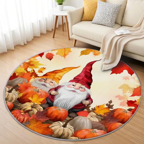 AevuCub Thanksgiving Teppich Rund 60 cm Kurzflor - Waschbare Teppiche Wohnzimmer Herbst Kürbis Ahornblatter - Runder Teppich 60 cm Durchmesser - Bettvorleger Schlafzimmer rutschfest Weich AevuCub Thanksgiving Teppich Rund 60 cm Kurzflor - Waschbare Teppiche Wohnzimmer Herbst Kürbis Ahornblatter - Runder Teppich 60 cm Durchmesser - Bettvorleger Schlafzimmer rutschfest Weich von AevuCub