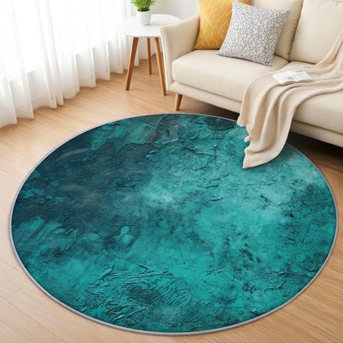 AevuCub Türkis Teppich Rund 160 Kurzflor - Waschbare Teppiche Wohnzimmer Vintage Distressed Farbverlauf - Runder Teppich 160 Durchmesser Kinderzimmer - Bettvorleger Schlafzimmer rutschfest Weich AevuCub Türkis Teppich Rund 160 Kurzflor - Waschbare Teppiche Wohnzimmer Vintage Distressed Farbverlauf - Runder Teppich 160 Durchmesser Kinderzimmer - Bettvorleger Schlafzimmer rutschfest Weich von AevuCub