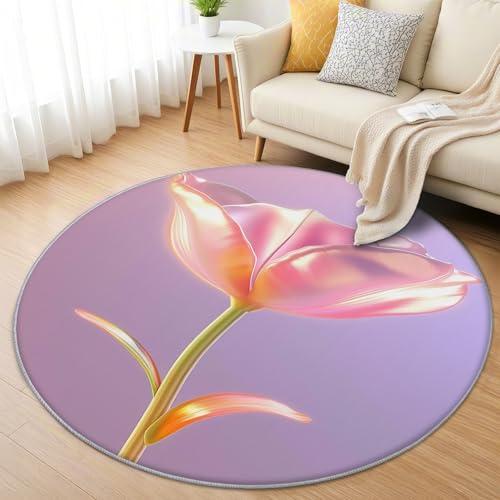 AevuCub Tulpen Blumen Teppich Rund 150cm Kinderzimmer - Waschbare Teppiche Wohnzimmer Rosa Floral Mädchen - Runder Teppich 150 Durchmesser - Bettvorleger Schlafzimmer rutschfest Weich AevuCub Tulpen Blumen Teppich Rund 150cm Kinderzimmer - Waschbare Teppiche Wohnzimmer Rosa Floral Mädchen - Runder Teppich 150 Durchmesser - Bettvorleger Schlafzimmer rutschfest Weich von AevuCub