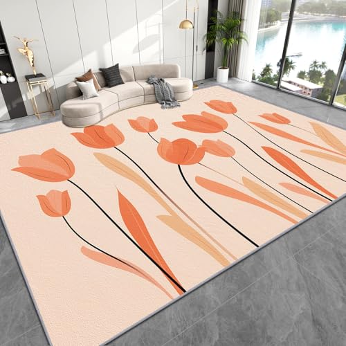 AevuCub Tulpen Deko, Mädchen Rosa Blumen Teppich 240x300 Kurzflor, Großer Teppich Wohnzimmer Floral, Weich rutschfest Waschbare Teppiche, Bettvorleger Schlafzimmer Kinderzimmer AevuCub Tulpen Deko, Mädchen Rosa Blumen Teppich 240x300 Kurzflor, Großer Teppich Wohnzimmer Floral, Weich rutschfest Waschbare Teppiche, Bettvorleger Schlafzimmer Kinderzimmer von AevuCub