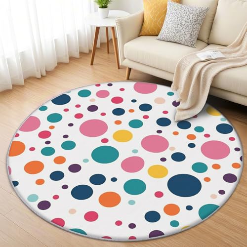 AevuCub Tupfen Teppich Rund 60 cm Kurzflor - Waschbare Teppiche Wohnzimmer Kinder - Runder Teppich 60 cm Durchmesser Kinderzimmer - Bettvorleger Schlafzimmer rutschfest Weich AevuCub Tupfen Teppich Rund 60 cm Kurzflor - Waschbare Teppiche Wohnzimmer Kinder - Runder Teppich 60 cm Durchmesser Kinderzimmer - Bettvorleger Schlafzimmer rutschfest Weich von AevuCub
