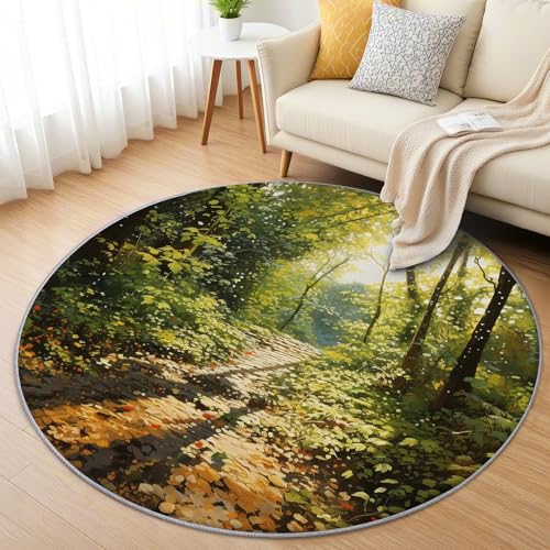 AevuCub Wald Teppich Rund 200cm Kurzflor - Waschbare Teppiche Wohnzimmer Natürliche Landschaft Waldmotiv - Runder Teppich 200 cm Durchmesser - Bettvorleger Schlafzimmer rutschfest Weich AevuCub Wald Teppich Rund 200cm Kurzflor - Waschbare Teppiche Wohnzimmer Natürliche Landschaft Waldmotiv - Runder Teppich 200 cm Durchmesser - Bettvorleger Schlafzimmer rutschfest Weich von AevuCub