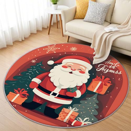 AevuCub Weihnachtsmann Teppich Rund 60 cm Kurzflor - Waschbare Teppiche Wohnzimmer Kinder Weihnachts - Runder Teppich 60 cm Durchmesser - Bettvorleger Schlafzimmer rutschfest Weich AevuCub Weihnachtsmann Teppich Rund 60 cm Kurzflor - Waschbare Teppiche Wohnzimmer Kinder Weihnachts - Runder Teppich 60 cm Durchmesser - Bettvorleger Schlafzimmer rutschfest Weich von AevuCub