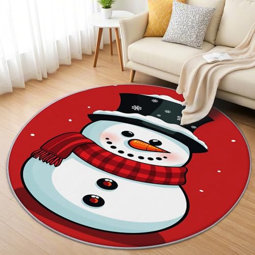 AevuCub Weihnachtsmotiv Teppich Rund 200cm Kurzflor - Waschbare Teppiche Wohnzimmer Cartoon-Schneemann - Runder Teppich 200 cm Durchmesser Kinderzimmer - Bettvorleger Schlafzimmer rutschfest Weich AevuCub Weihnachtsmotiv Teppich Rund 200cm Kurzflor - Waschbare Teppiche Wohnzimmer Cartoon-Schneemann - Runder Teppich 200 cm Durchmesser Kinderzimmer - Bettvorleger Schlafzimmer rutschfest Weich von AevuCub