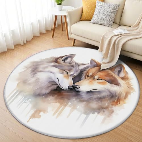 AevuCub Wolf Teppich Rund 200cm Kurzflor - Waschbare Teppiche Wohnzimmer Wolf-Motiv Wölfe - Runder Teppich 200 cm Durchmesser Kinderzimmer - Bettvorleger Schlafzimmer rutschfest Weich AevuCub Wolf Teppich Rund 200cm Kurzflor - Waschbare Teppiche Wohnzimmer Wolf-Motiv Wölfe - Runder Teppich 200 cm Durchmesser Kinderzimmer - Bettvorleger Schlafzimmer rutschfest Weich von AevuCub