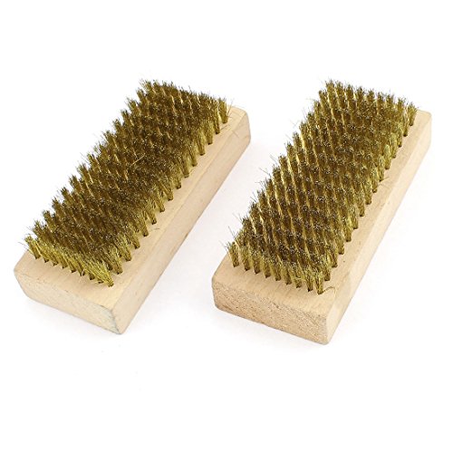 Aexit 12 cm Reinigungswerkzeuge Länge Holzgriff Messing Draht Reinigungsbürste Hand Schrubber & Bürsten Werkzeug 2 Pcs von Aexit