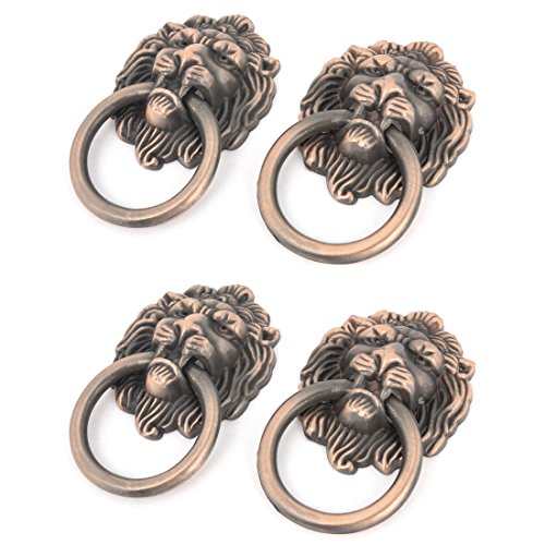 Aexit 2 Paar Türbeschläge & -schlösser Retro Style Copper Tone Metall Lion Head Form Türklinken Tür Griff von Aexit