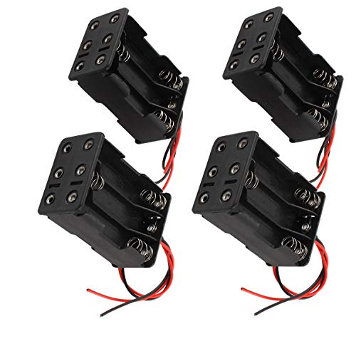 Aexit 4 Stücke Verdrahtete 6 x 1,5 V AAA Batteriehalter Kunststoffgehäuse Aufbewahrungsbox Schwarz Container Organizer Adapter (318c05518f8ba18b38dae22fb736c448) von Aexit