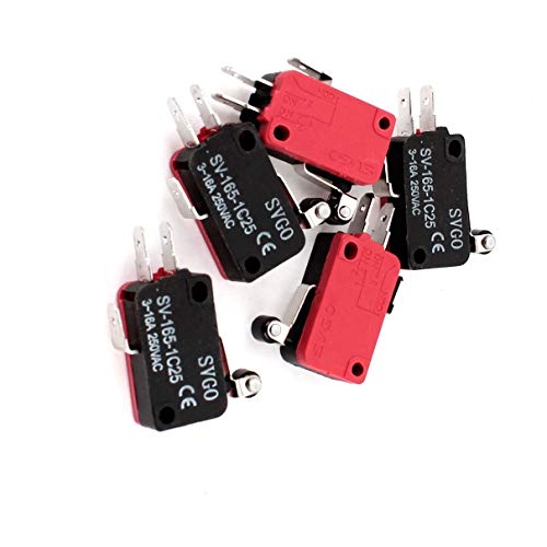 Aexit 5 Stück kurze Scharnier Rollenhebel Mikroschalter SV-165-1C25 AC250V 3-16A (63efaa800489961af8f6f10dd9da011c) von Aexit