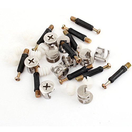 Aexit Möbelverbinder, Verbindungsbeschlag Baumarkt mit Dübel und Gewindestift, Eisenwaren 15 x 14 mm, 10 Sets von Aexit