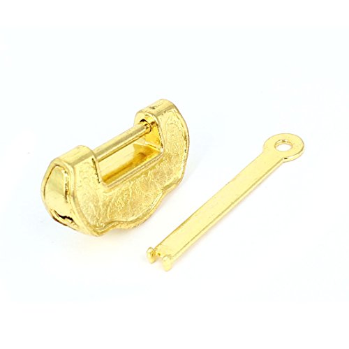 Aexit Kabinett Schmuckschatulle Schublade 1,7 cm Innenlänge Antiken Stil Chinesischen Druck Metall Sicherheitsschloss Vorhängeschloss Gold Ton w 1 Schlüssel (5bb20488c5a2e226f73a3104856d50af) von Aexit