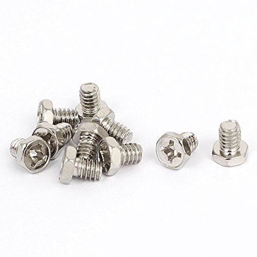 Aexit M6 x 1,25 mm x 8 mm Sechskantschrauben Gewindeschrauben Kreuzschlitzschrauben Verschluss Silber Ton 10st (dae788f44b495557beee43db0f70e26f) von Aexit