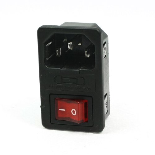 Aexit Wechselstrom 250V 10A 4 Terminal Rot Wippschalter C14 Einlass Steckdose (376362f1503f85623d33e6496b96e312) von Aexit