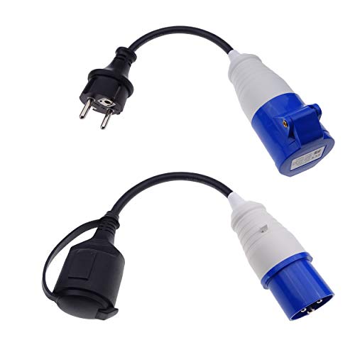 Afeld Elektro 2X CEE Adapter CEE-Stecker auf Schuko-Kupplung Schuko-Stecker auf CEE-Steckdose 230V 16A für Camping & Wohnmobil von Afeld Elektro