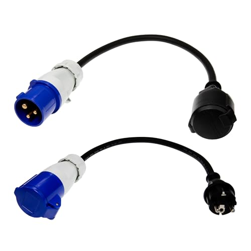 Afeld Elektro 2X CEE Adapter CEE-Stecker auf Schuko-Kupplung Schuko-Stecker auf CEE-Steckdose 230V 16A für Camping & Wohnmobil von Afeld Elektro
