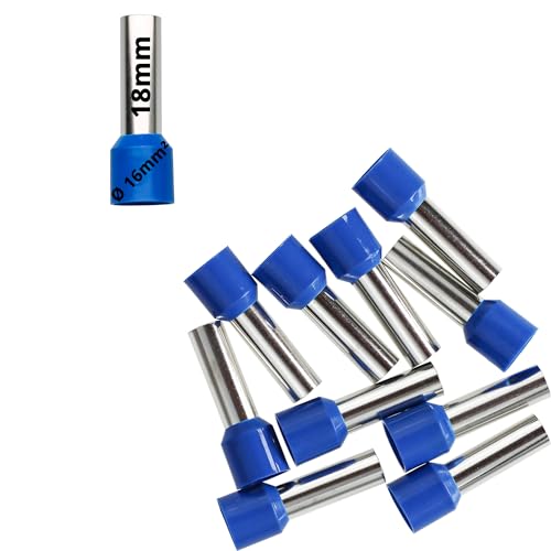 Afeld Elektro Aderendhülsen 16mm² blau isoliert Hülsenlänge 18mm Gesamtlänge 28mm 10 Stück für fein- und feinstdrähtige Leiter von Afeld Elektro