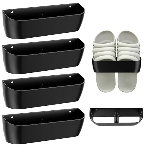Afenau 4 Stück Schuhhalter Wand, Schuhhalter Wohnmobil mit Selbstklebend und Bohren, Platzsparend Schuhorganizer Camping, Schuhregal Hängend für Camping, Wohnmobil, Badezimmer, Wohnzimmer (Schwarz) von Afenau