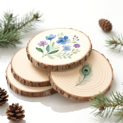 Afenau Holzscheiben 20 cm Durchmesser, 4 Stück Holzscheiben Deko, 20-22 cm Baumscheiben Deko, Natürlich Holzplatte Rund, Baumscheibe Deko Zum Basteln für DIY Basteln, Hochzeit und Weihnachten Deko Afenau Holzscheiben 20 cm Durchmesser, 4 Stück Holzscheiben Deko, 20-22 cm Baumscheiben Deko, Natürlich Holzplatte Rund, Baumscheibe Deko Zum Basteln für DIY Basteln, Hochzeit und Weihnachten Deko von Afenau